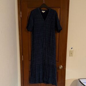 Navy Blue Button-Up Dress